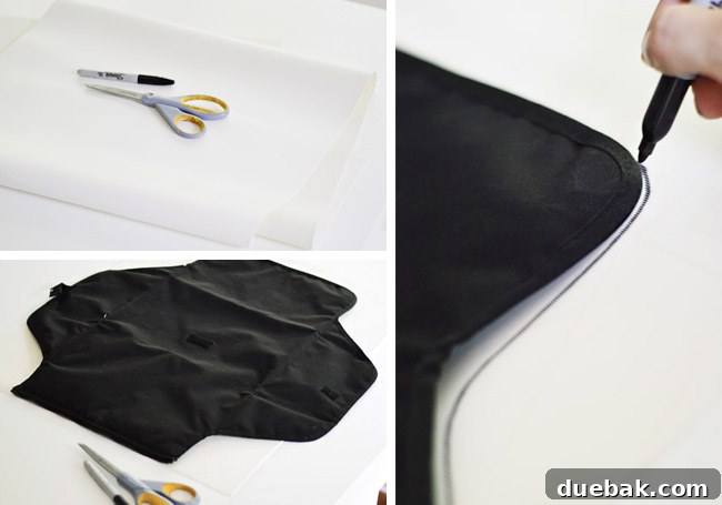 DIY changing pad cover supplies