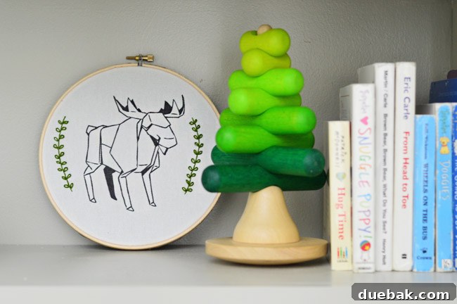 Handmade embroidery hoop art for nursery