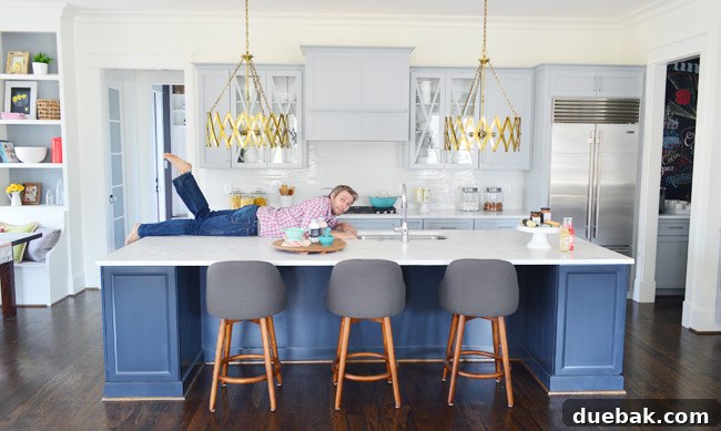 Spacious Kitchen Island with Person for Scale