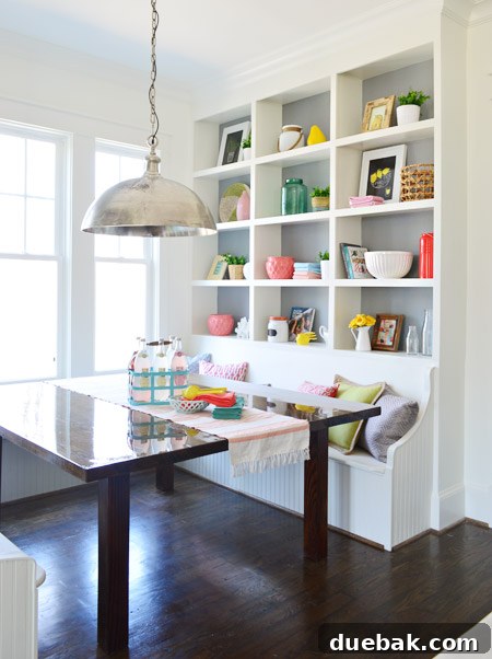 Breakfast Nook with Built-in Bookcases and Banquette