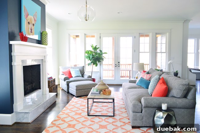 Open Concept Living Room and Kitchen with Simply White Walls