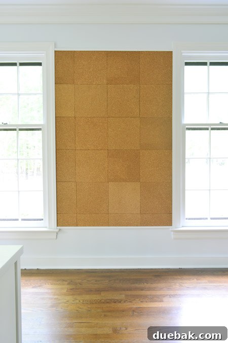 all cork tiles applied to giant cork board wall