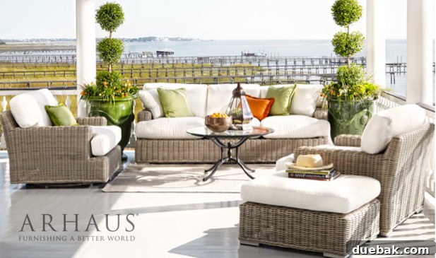 Showhome Style: Free & On-Demand 2 Arhaus Wyatt Outdoor Collection on a front porch