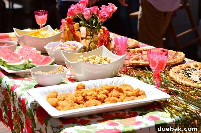 The Ultimate Pink and Gold Kids Celebration 6 Casual party food spread