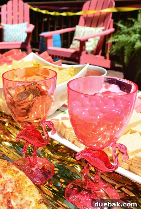 The Ultimate Pink and Gold Kids Celebration 8 Flamingo Glasses with Sweets