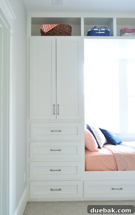 The Family Act 10 Storage drawers and a large wardrobe in a child's bedroom
