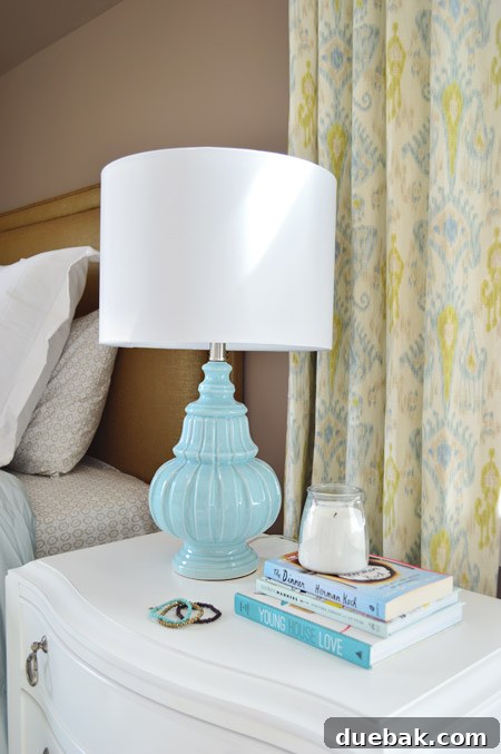 Our Showhouse: Full Video Walkthrough 20 Guest bedroom headboard with metallic fabric and gold nailhead trim