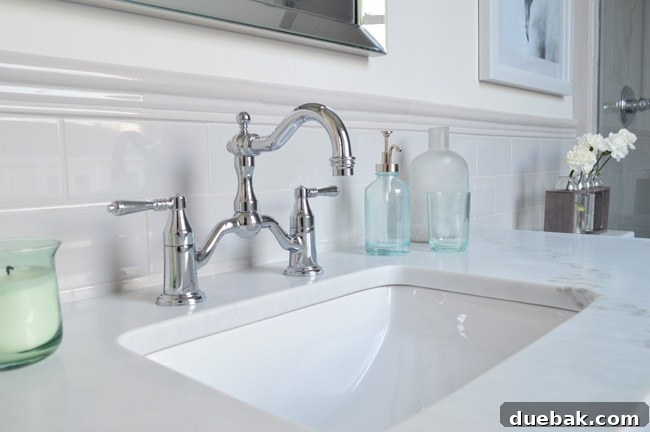 Our Showhouse: Full Video Walkthrough 25 Guest bathroom floor with hex tile, Tresham toilet, and glass knobs