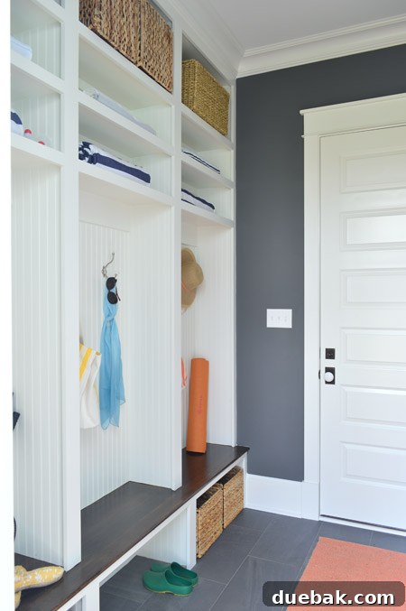 Our Showhouse: Full Video Walkthrough 10 Mudroom door leading to garage with built-in storage