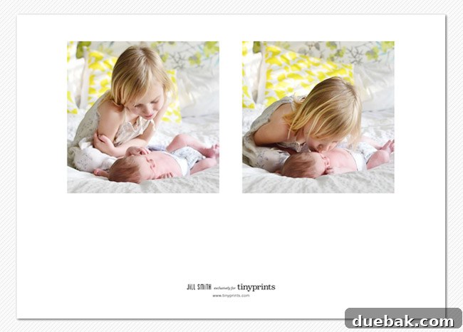 Back Of Newborn Birth Announcement Card With Big Sister