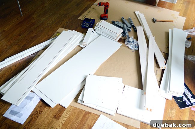 Elevating Our Home Office with Fjalkinge Bookshelves 15 All IKEA Fjälkinge drawer components laid out