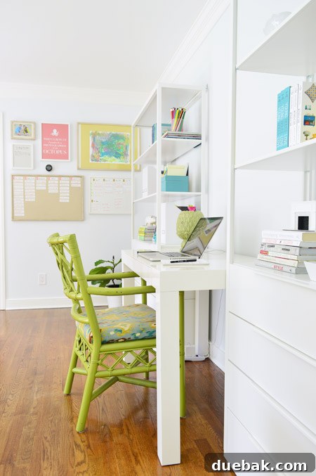 Overall view of the beautifully organized and clutter-free home office