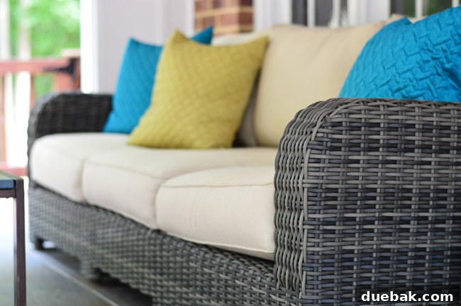 Thrifted Coffee Table's Bold Blue Stain Makeover 3 New outdoor sofa arriving on a delivery truck