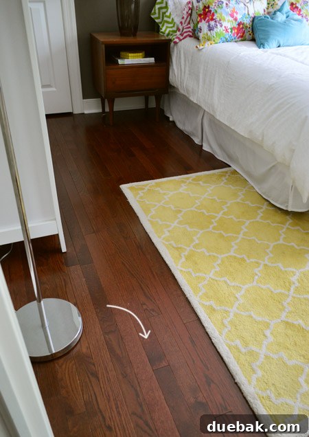 Hardwood flooring in an upstairs hallway