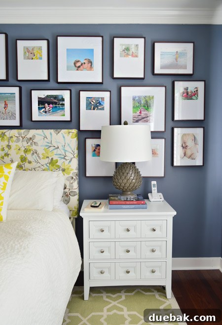 Another close-up of the gallery wall showcasing family photos and travel memories