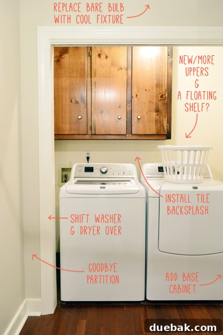 Our Laundry Room Transformation Begins 6 Laundry room corner showing potential for base cabinet and counter space