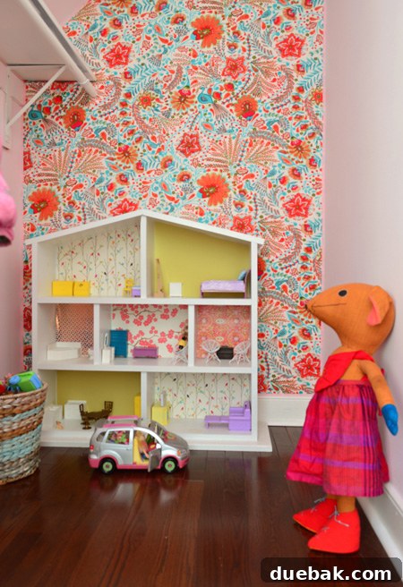 Transform Your Walls with Fabric 18 Close-up of the upholstered closet wall, showcasing the fabric texture and pattern
