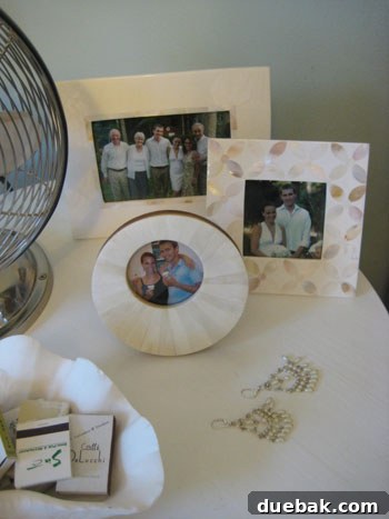 Round Capiz Anthropologie Frame with Wedding Anniversary Photo