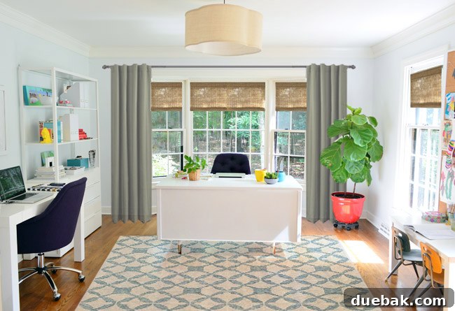 Gray Curtains and Bamboo Blinds Combo