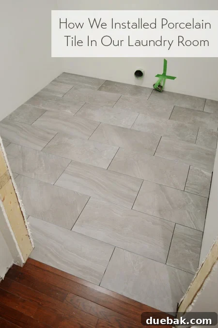 Laundry Room Porcelain Tile Installation - Finished Floor
