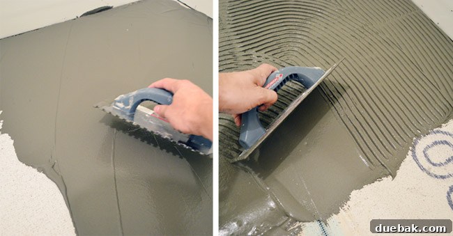 Properly mixed thinset mortar