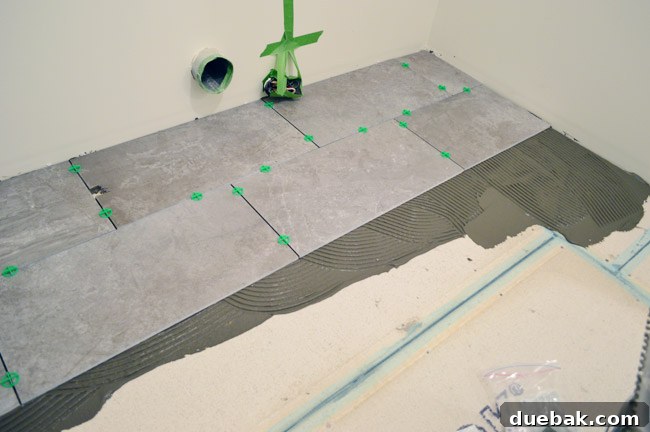 Laying porcelain tiles with consistent spacing