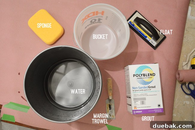 Grouting supplies and tools
