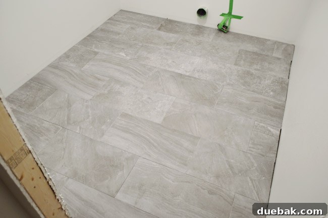 Cleaned and buffed tiled floor, free of grout haze