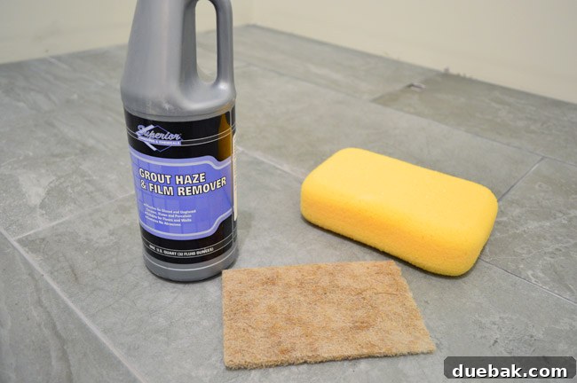 Applying grout haze remover for a clean finish