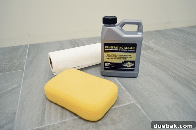 Applying penetrating sealer to tile and grout