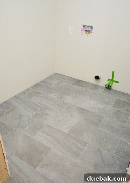 Vibrant and protected porcelain tile floor after sealing