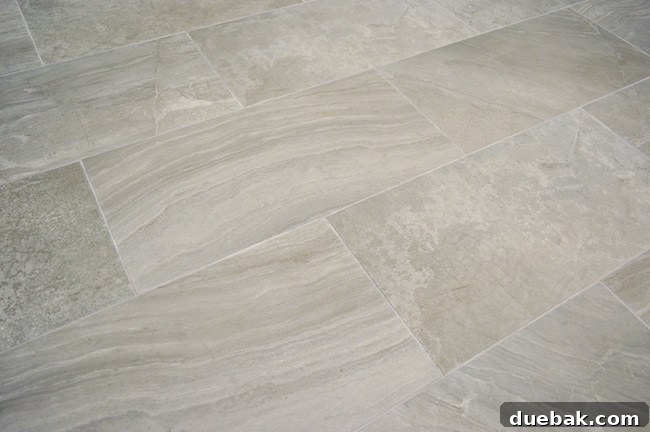 Finished laundry room floor close-up