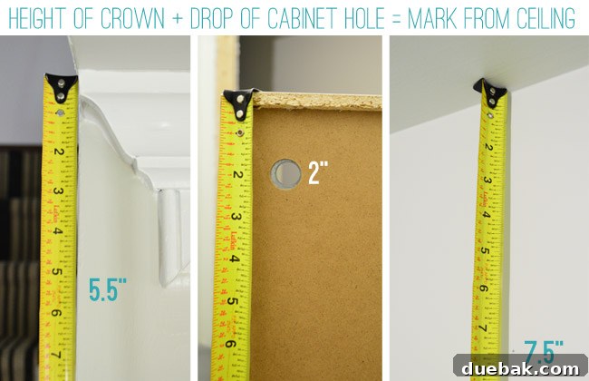 Mastering Ikea Cabinet Installation 12 Measuring the wall to determine the correct height for the cabinet rail