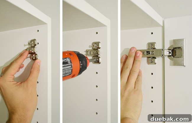 Mastering Ikea Cabinet Installation 25 Installing an IKEA cabinet door using the pressure-based hinge system