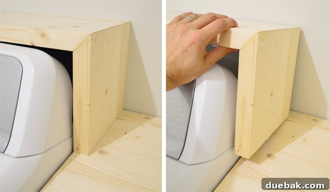 Seamless DIY Waterfall Countertop 16 Waterfall edge shelf supported by heavy-duty brackets