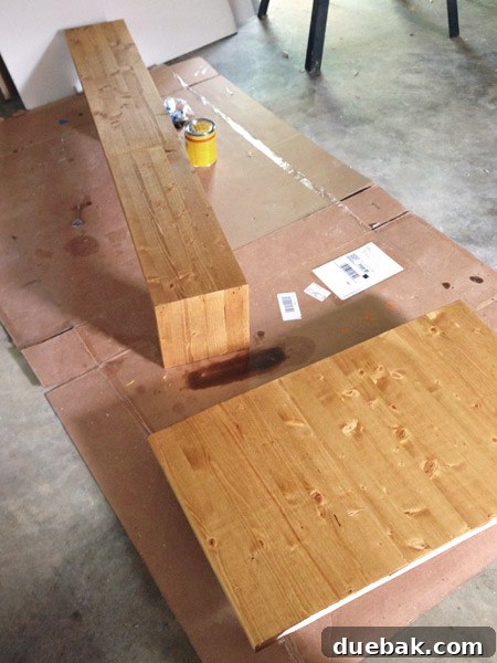 Seamless DIY Waterfall Countertop 18 Applying Safecoat Acrylaq wood sealer
