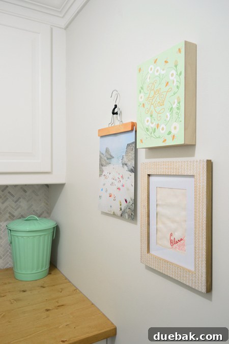 Personalized wall decor and art in the laundry room