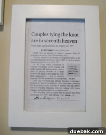 Newspaper clipping about the popularity of weddings on July 7, 2007