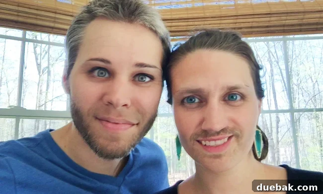 Humorous face swap featuring John and Sherry from Young House Love, demonstrating the app's core technology