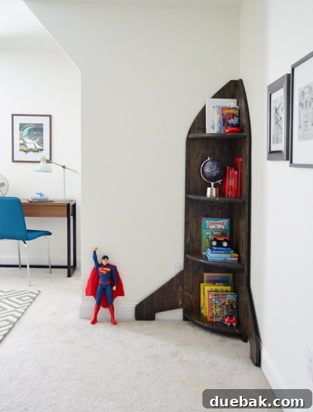 Boys Outer-Space-Bedroom DIY-Rocket-Bookshelf