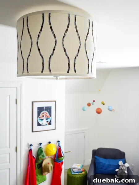 Boys Outer-Space-Bedroom Drum-Shade-Pendant-Light