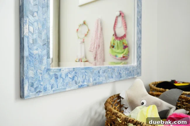 Bonus Room Glow Up 14 Stylish Blue Inlay Floor Mirror in a Child's Dress-Up Corner