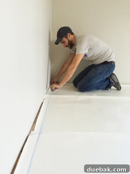 install hardwood flooring making chalk line