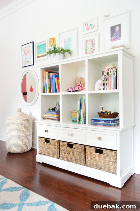 GirlsRoom-Bookcase-Art-Frames-Toy-Storage