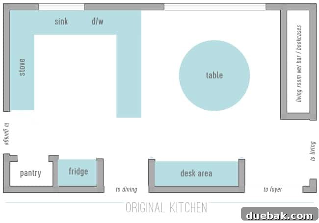 Original Kitchen Floor Plan Diagram