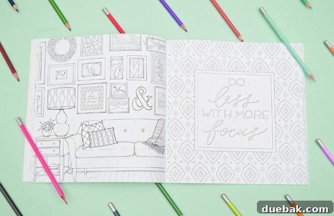 Frameable art prints and room illustrations from Color at Home coloring book, for personalized decor