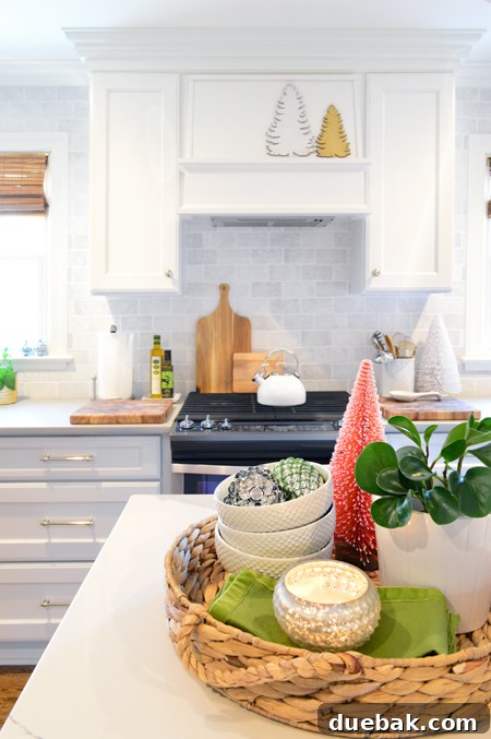 Step Inside Our Festive Home See Our Christmas Tree 11 xmas-decor-kitchen-stove-centerpiece