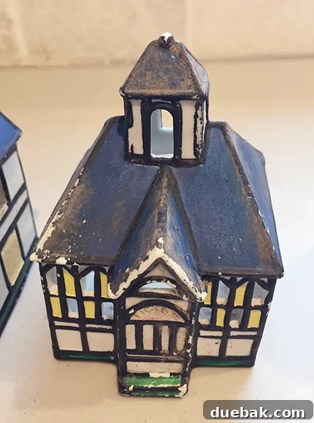 Crafting a Festive Painted Village 6 Dirty and Chipped Miniature Christmas Village Houses