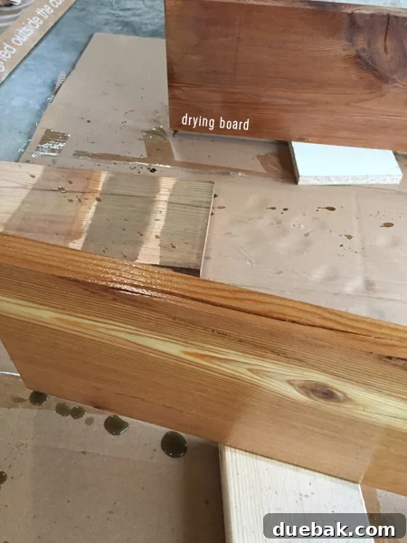 reclaimed wood shelves vinegar stain discoloration