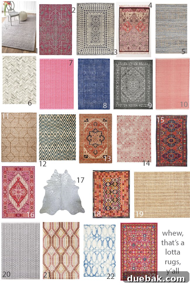 Collage of various stylish rug designs